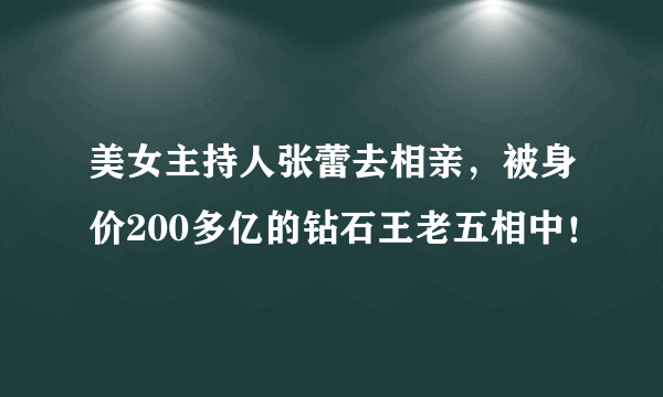 美女主持人张蕾去相亲，被身价200多亿的钻石王老五相中！