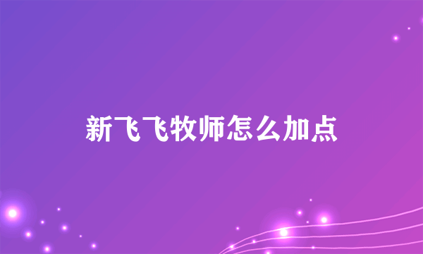 新飞飞牧师怎么加点