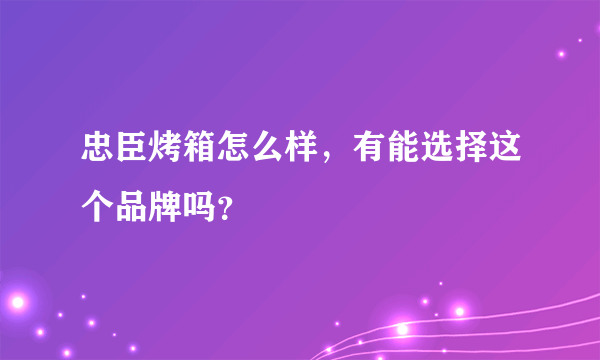 忠臣烤箱怎么样，有能选择这个品牌吗？