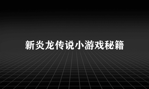 新炎龙传说小游戏秘籍