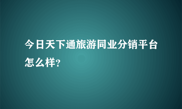 今日天下通旅游同业分销平台怎么样？