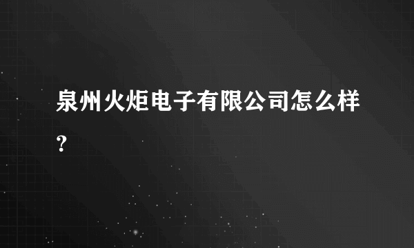 泉州火炬电子有限公司怎么样？