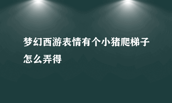 梦幻西游表情有个小猪爬梯子怎么弄得