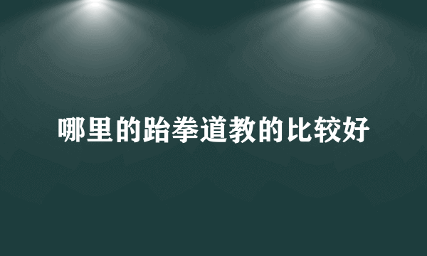 哪里的跆拳道教的比较好