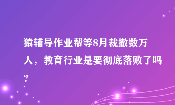 猿辅导作业帮等8月裁撤数万人，教育行业是要彻底落败了吗？