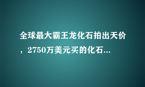 全球最大霸王龙化石拍出天价，2750万美元买的化石，到底有啥用处？