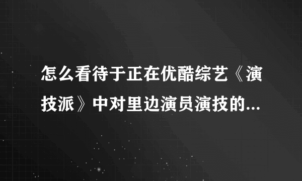 怎么看待于正在优酷综艺《演技派》中对里边演员演技的评价，你怎么看？