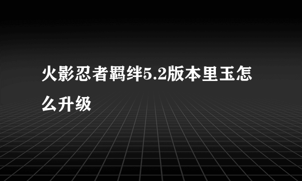 火影忍者羁绊5.2版本里玉怎么升级