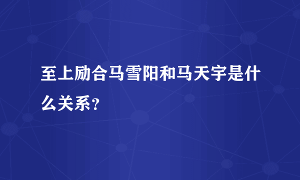 至上励合马雪阳和马天宇是什么关系？