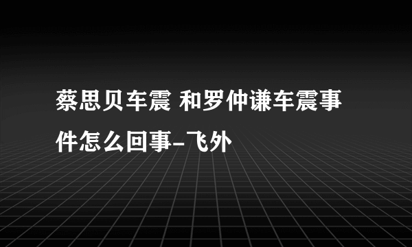 蔡思贝车震 和罗仲谦车震事件怎么回事-飞外