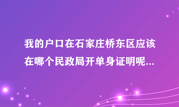 我的户口在石家庄桥东区应该在哪个民政局开单身证明呢?随便找一个民政局开可以吗