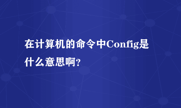 在计算机的命令中Config是什么意思啊？