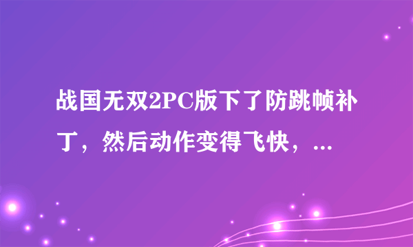 战国无双2PC版下了防跳帧补丁，然后动作变得飞快，怎么变正常动作速度呢？