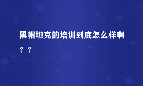 黑帽坦克的培训到底怎么样啊？？