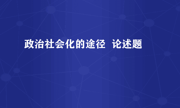 政治社会化的途径  论述题