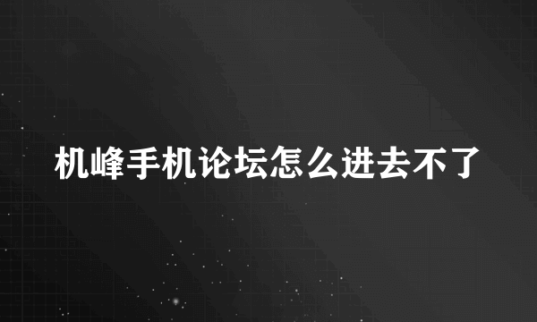 机峰手机论坛怎么进去不了