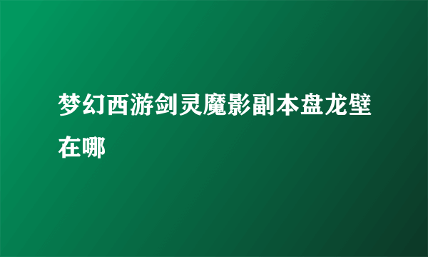 梦幻西游剑灵魔影副本盘龙壁在哪