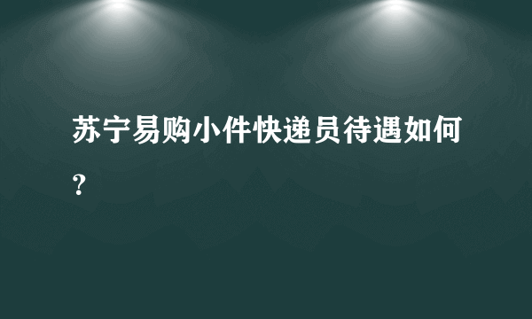 苏宁易购小件快递员待遇如何？