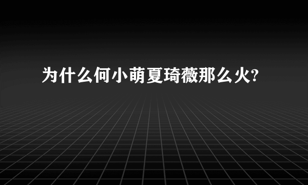 为什么何小萌夏琦薇那么火?