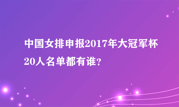 中国女排申报2017年大冠军杯20人名单都有谁？