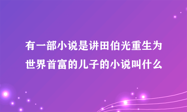 有一部小说是讲田伯光重生为世界首富的儿子的小说叫什么