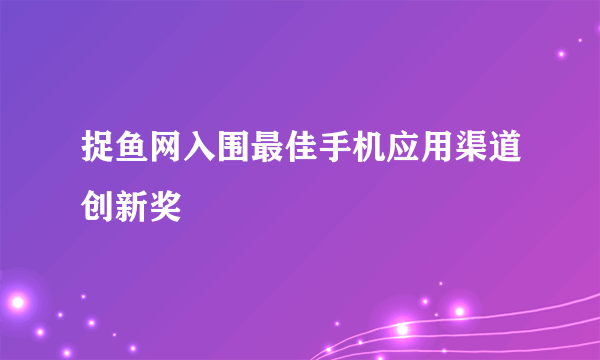 捉鱼网入围最佳手机应用渠道创新奖