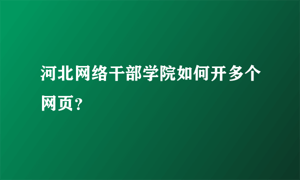 河北网络干部学院如何开多个网页？