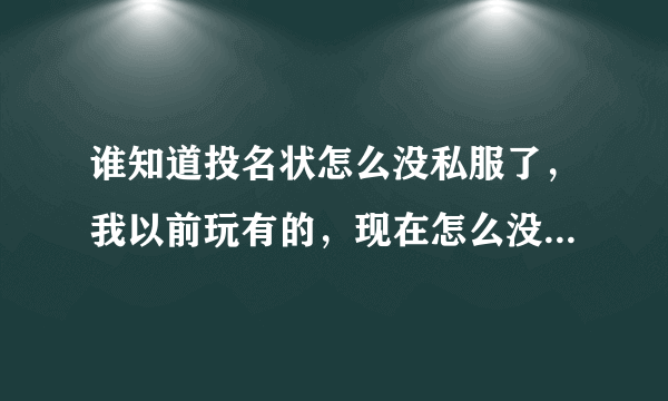 谁知道投名状怎么没私服了，我以前玩有的，现在怎么没了呢111555