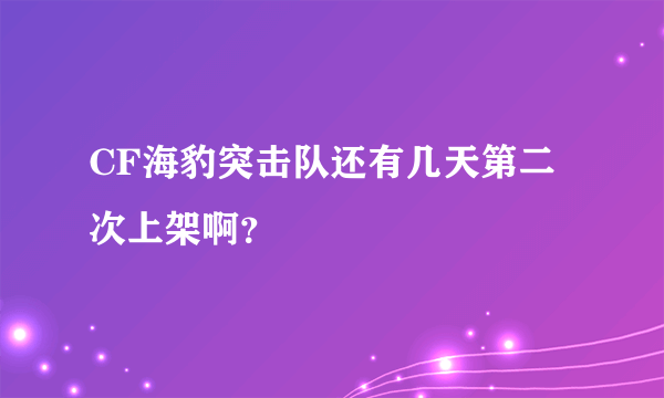 CF海豹突击队还有几天第二次上架啊？