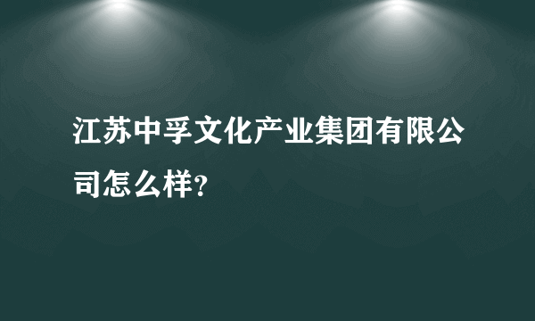 江苏中孚文化产业集团有限公司怎么样？