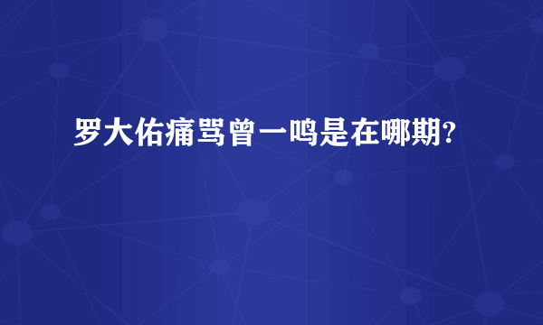 罗大佑痛骂曾一鸣是在哪期?