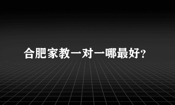 合肥家教一对一哪最好？