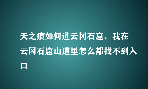 天之痕如何进云冈石窟，我在云冈石窟山道里怎么都找不到入口