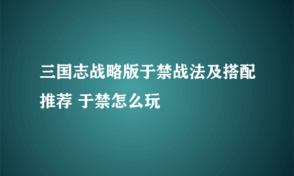 三国志战略版于禁战法及搭配推荐 于禁怎么玩