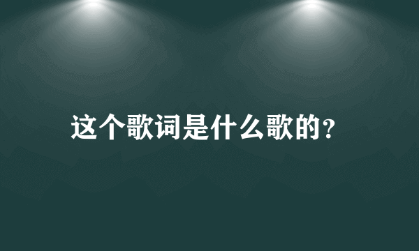 这个歌词是什么歌的？