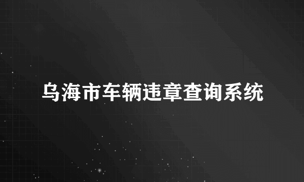 乌海市车辆违章查询系统