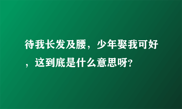 待我长发及腰，少年娶我可好，这到底是什么意思呀？