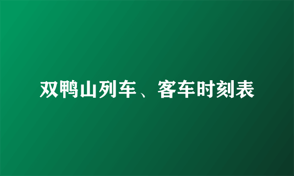 双鸭山列车、客车时刻表