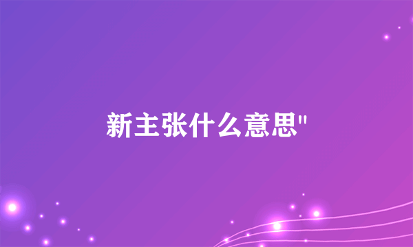 新主张什么意思