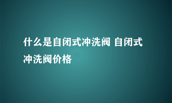 什么是自闭式冲洗阀 自闭式冲洗阀价格