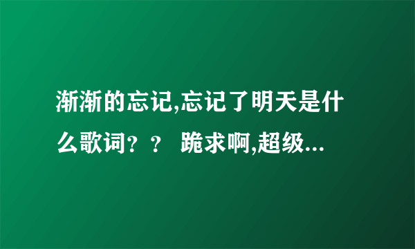 渐渐的忘记,忘记了明天是什么歌词？？ 跪求啊,超级好听! 一直找不到! 高分啊!!