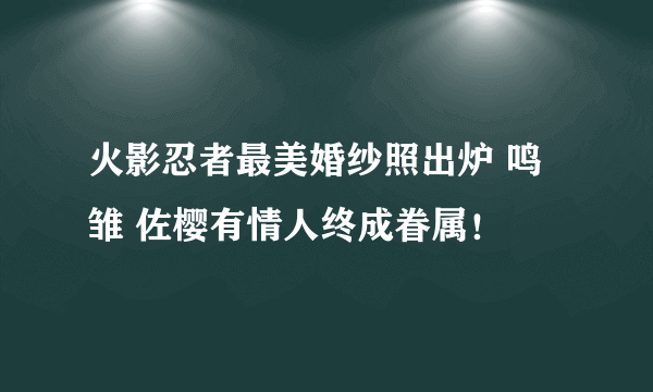 火影忍者最美婚纱照出炉 鸣雏 佐樱有情人终成眷属！