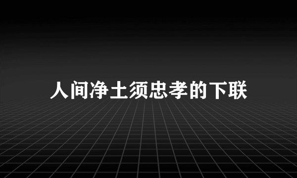 人间净土须忠孝的下联