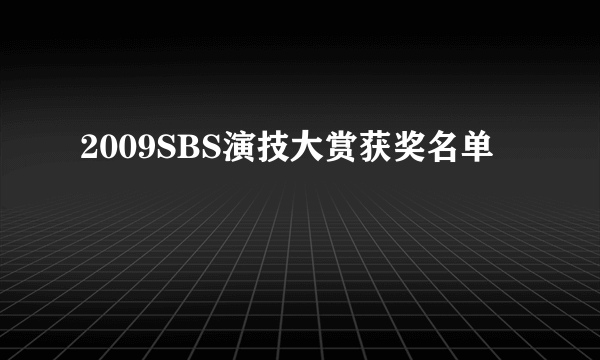 2009SBS演技大赏获奖名单