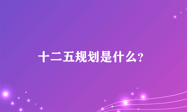 十二五规划是什么？