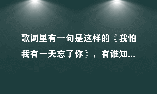 歌词里有一句是这样的《我怕我有一天忘了你》，有谁知道这首歌，男女