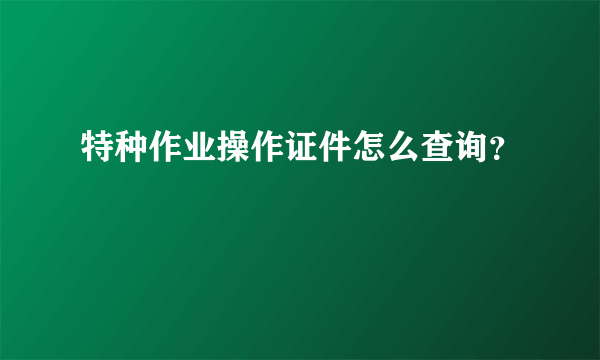 特种作业操作证件怎么查询？