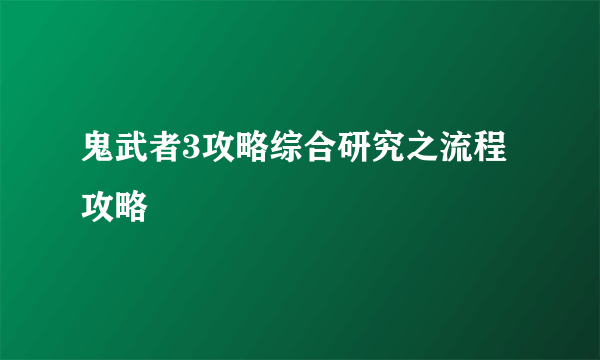 鬼武者3攻略综合研究之流程攻略