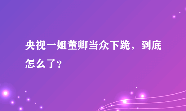 央视一姐董卿当众下跪，到底怎么了？