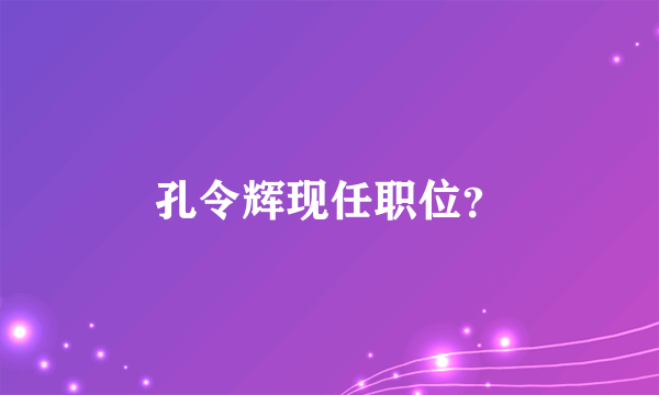 孔令辉现任职位？